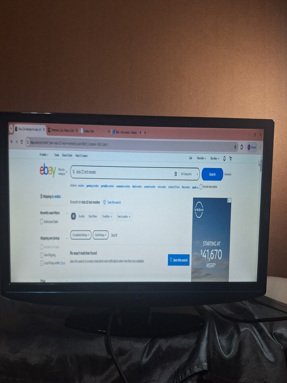 VIZIO VW22LHDTV10T 22" LCD HDTV 720p Black HDMI VGA Component AS IS NO POWER
